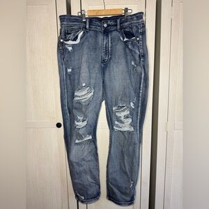 Judy Blue High Rise Distressed Boyfriend Jeans in Blue Size 20W